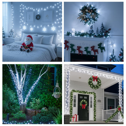 2-Pack Connectable 210FT 600LED Christmas String Lights Waterproof, Twinkle Lights with 8 Modes, Bright Indoor String Lights, String Lights Outdoor Green Wire for Holiday Party Christmas Decorations