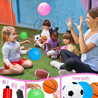 Ladwon Kids Ball, Balls for Toddlers 1-3, Set of 6 Toddler Ball, Outdoor Toy for Kids, Soft Balls for Kid, Baby Sports Beach Toys, Green&Safe Soccer Basketball Baseball Rugby with Free Bump