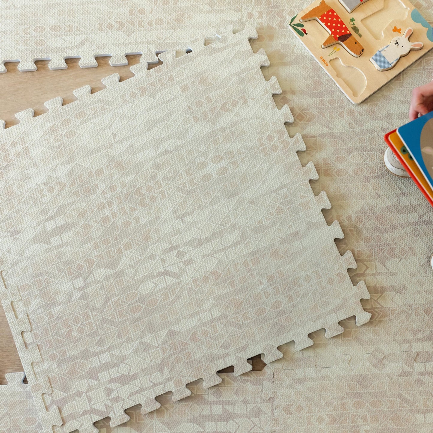 Little Landings Baby Play Mat for Floor - Sandstone (6x6ft) - Premium EVA Foam Play Mat for Babies & Toddlers (Ages 0-5+) Non-Toxic Playmat for Tummy Time, Crawling & Playroom - Stylish & Comfortable
