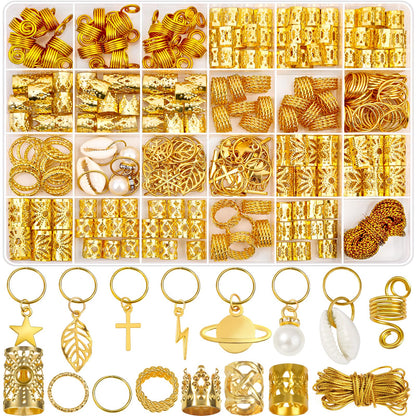 Lucomb 259 Pcs Hair Jewelry, Hair Accessories for Braids Silver Loc Jewelry for Hairs Dreadlocks Braid Jewelrys Hairs Cuffs Clips Dreadlock Accessories for Women's Loc Charms Rings Decoration