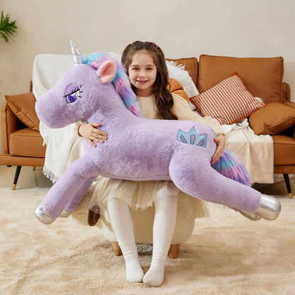 IKASA Giant Unicorn Stuffed Animal Plush Toy,Large Big Jumbo Soft Toys,43" Huge Size Cute Fluffy Plushy Fat Oversized Plushie,Gifts for Kids Girls Boys (43 inches, Purple)