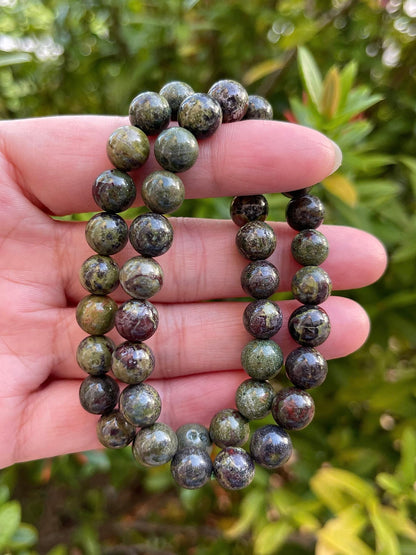 GAF TREASURES Dragons Blood Jasper Crystal Bead Bracelet 8mm, Genuine Dragons Blood Jasper Stretch Gemstone Bracelet, Healing Crystal Bracelet, Gift for Men & Women (1)