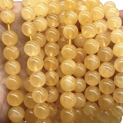 ABCGEMS Moroccan Golden Sunset Selenite Beads AKA Honey Calcite (Gorgeous Color- Mohs Hardness 4) DIY Jewelry Making Beading Supplies - Smooth Round 10mm