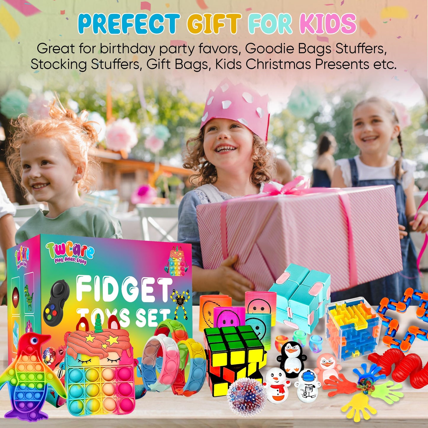 120 Pcs Fidget Toys Pack, Pop Sensory Party Favors Set Gifts for Kids Adults Boy Girl Stocking Stuffers Autistic Bulk Goodie Bag Filler Treasure Box Classroom Prizes School