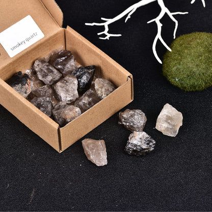 JIC Gem 12-16Pcs 0.7 Lbs irregular shape unpolished raw Madagascar natural Smoky Quartz Crystals and Healing Stones,0.32KG Gemstone Crystal Bulk rough Stones