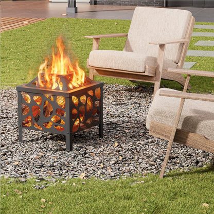 15.7 inch Small Fire Pit for Outside, Outdoor Wood Burning Fire Pit, with Anti-Spark Mesh Guard, Small Bonfire Pit,Firepit Bowl for Patio Camping Backyard Deck Picnic Porch