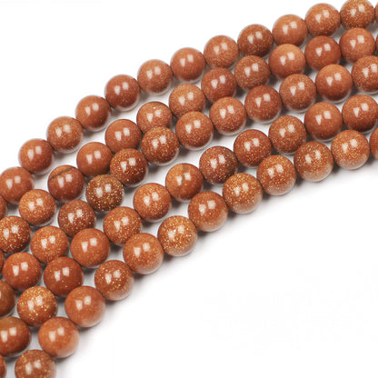 MJDCB AAA Natural Gold Sand Gemstone Loose Round Beads Spacer Beads for Jewelry Making (6mm)