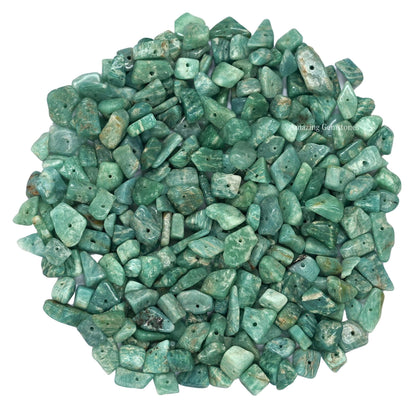 Amazonite Pre Drilled Natural Crystals Crushed Chips Beads for Jewelry Making, DIY Handmade Healing Crystals (25 Inch Strand)