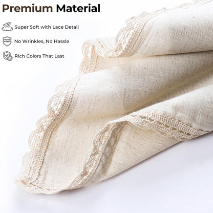 Ramanta Home Decorative Cloth Dinner Napkins Set of 4, 20x20 Inch Natural Lace Flax Cotton Napkins with Mitered Corners, Oversized Use, Parties, Weddings, Spring, Easter Cloth Napkins