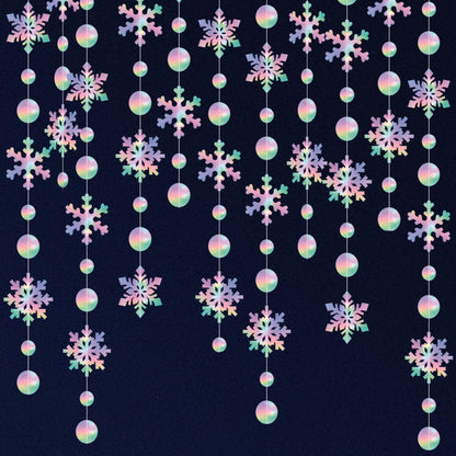 KatchOn, 6.5 FT Christmas Garland Decorations- 8 String, No DIY | Snowflake Garland | Hanging Christmas Decorations Indoor | Snowflakes Streamers for Iridescent Party Supplies, Winter Decor