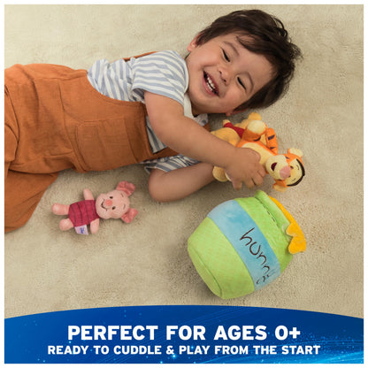 GUND Disney Official Winnie the Pooh Plush Playset with Pooh, Tigger, and Piglet, Sensory Toy Stuffed Animals for Ages 0 and Up, Green, 8”