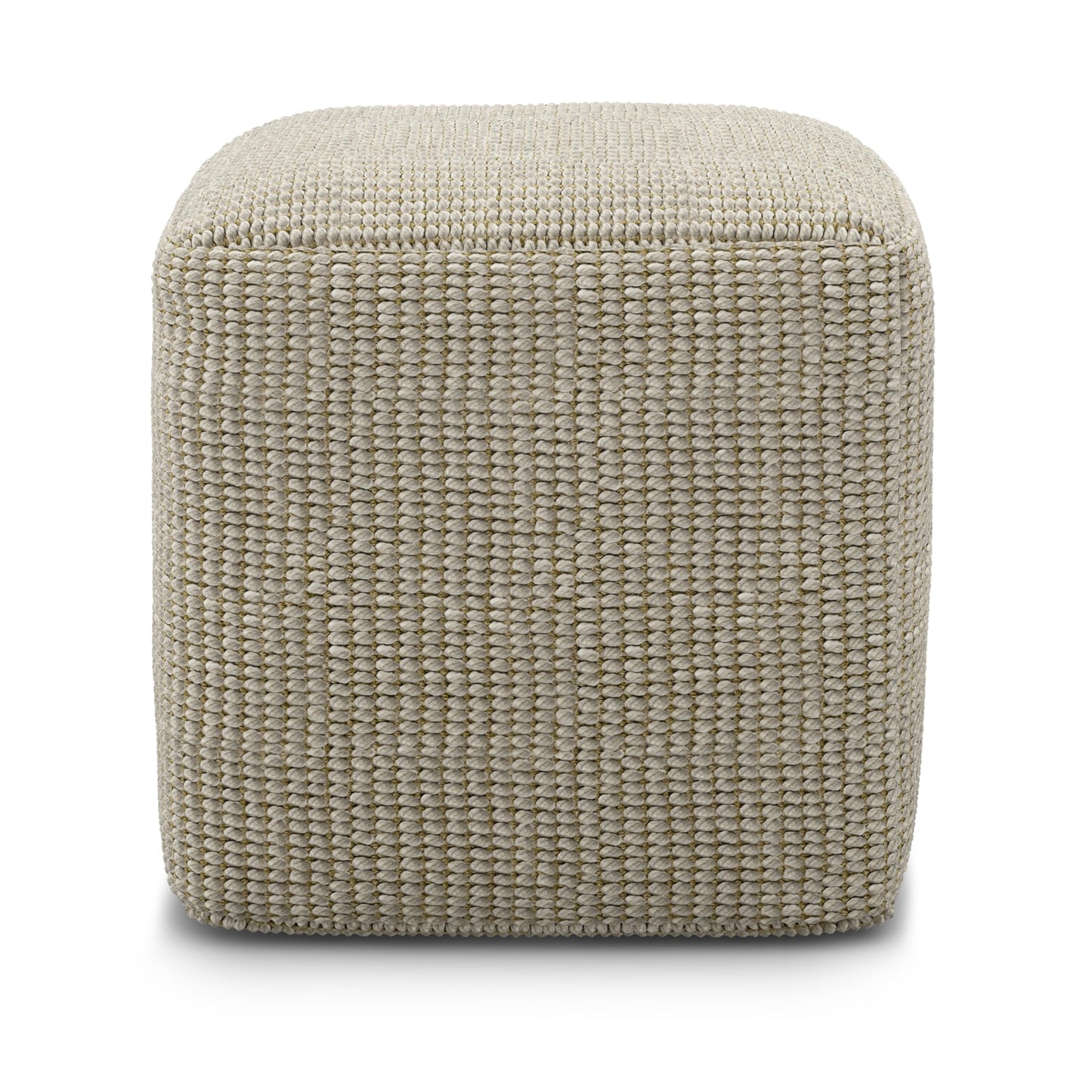 SIMPLIHOME Zelma Square Pouf – 18 inch Wide Upholstered PET Polyester Ottoman in Cream and Natural, Boho Indoor/Outdoor Footstool or Extra Seating for Living Room, Bedroom, or Patio, Assembled