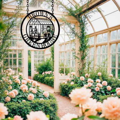 Custom Metal Garden Greenhouse Sign – Personalized Hanging Outdoor Garden Decor, Gift for Mom, Grandma, Greenhouse Sisters