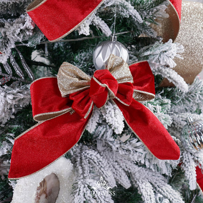 LIZLOVESS Red Velvet Wired Ribbon with Glitter Back 2.5 Inch Red and Gold Christmas Ribbon Wired Ribbon for Christmas Tree, Gift Wrapping, Mantel, Wreaths Supplies, Topper Bows (10 Yards)