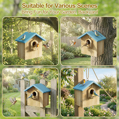 Auslar Bird House for Outside, Wooden Birdhouses for Outdoors, Bluebird House for Outside Clearance, Hanging Bird Houses for Cardinals Finch Wren Swallow for for Garden Viewing