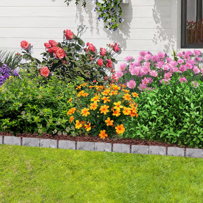 Landscape Edging Faux Stone Garden Edging Border,17FT x 2.75 in Tall Decorative Stone-Look Garden Border for Flower Bed Edging,Lawn,Landscaped Yard,Trees and Gardens,with Anchoring Spikes,Gray