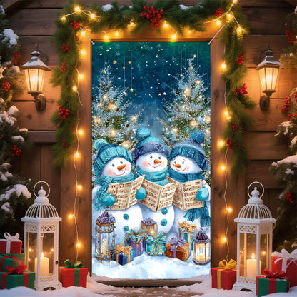 Merry Christmas Banner Door Cover 6 x 3 ft, Christmas Decorations for Party Banners, Xmas Winter Holiday Background Home Decor (Snowman)