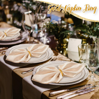 APTWOW Gold Napkin Rings Set of 12, Semicircle Metal Gold Napkin Holder Buckles, Fall Thanksgiving Christmas Napkin Rings, Napkins Rings for Dinner Table Decor, Wedding, Banquet, Party, Easter