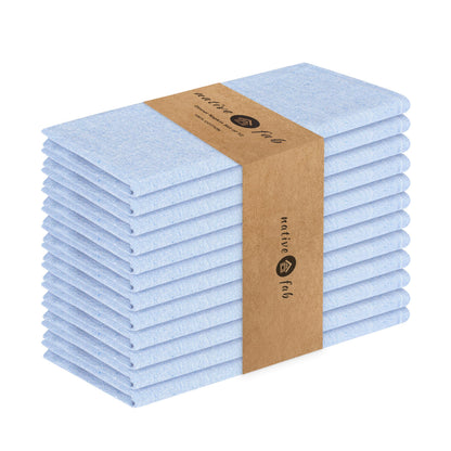 Native Fab Solid Cloth Napkin Set of 12, 100% Chambray Cotton, Washable, Reusable Dinner Cloth Napkin 17x17 inches, Table Decor Napkins for Dinner, Events, Sky Blue