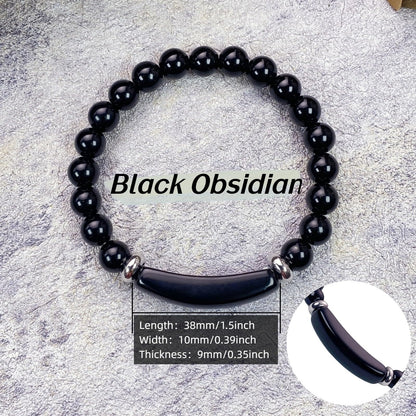 EDEN'S CALL 8mm Healing Crystal Beads Stretch Bracelet Handmade Good Luck Energy Chakra Stone Beaded Bangle, Black Obsidian