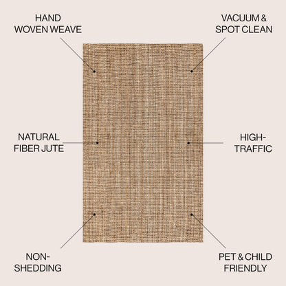 JONATHAN Y Pata Hand Woven Chunky Jute Natural Indoor Area Rug, 3x5, Bohemian, Rustic, Cottage, Easy-Cleaning for Living Room, Bedroom, Kitchen, Non-Shedding (NRF102A-3)