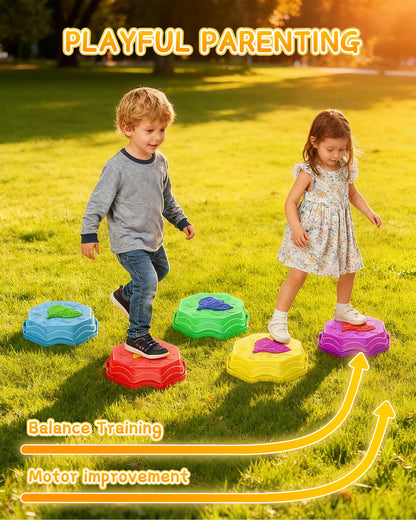 kenvc Stepping Stones for Kids, Light Up Musical Balance Beam and Non-Slip Toddler Balance Stones, Toddler Indoor or Outdoor Play Obstacle Course, Sensory Toys Play for Family Active Kids Ages 3+