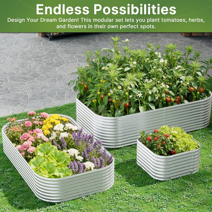 Mostmahes 4 PCS Galvanized Raised Garden Bed Outdoor, Metal Garden Bed for Vegetables, Above Ground Garden Box for Flower, Steel Raised Beds for Gardening - 2FT