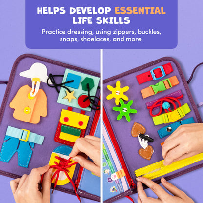 Clever Fox Play Busy Book for Toddlers 1-3 Year-Old – Baby Busy Board Book – Montessori Felt Activity Board for Learning Fine Motor Skills, Car Airplane Travel Toy – Birthday Gift for Kids Ages 1+