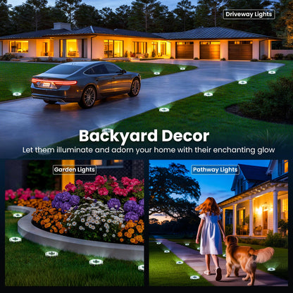 SOLPEX Solar Ground Lights 12 Pack, Solar Pathway Lights Outdoor Waterproof, Landscape Lighting for Garden, Walkway, Driveway, Yard, Deck, Patio, Swimming Pool (Cool White)