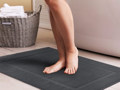 Utopia Towels Cotton Banded Rug, Bath Mats, Not a Bathroom Rug, 21 by 34 Inches, 100% Ring Spun Cotton, Highly Absorbent Shower Bathroom Floor Mat, Grey, 2 Pack