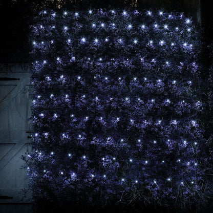 Dazzle Bright Christmas 360 LED Net Lights, 12FT x 5 FT Connectable Waterproof String Lights Clear Wire with 8 Modes, Christmas Decorations for Indoor Outdoor Xmas Party Yard Garden Decor (White)