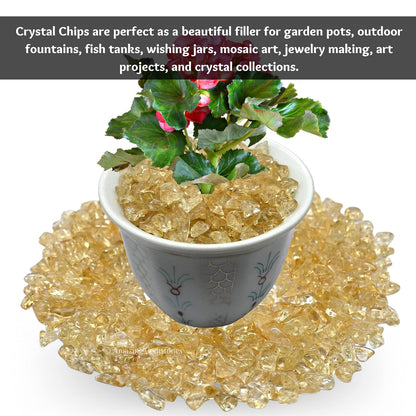 Citrine Pre Drilled Crystal Crushed Chips Beads for Bracelets Making, DIY Handmade Natural Healing Crystals (25 Inch Strand)