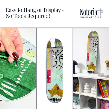 Notoriart Modern Abstracts Acrylic Wall Art Die-Cut Easy-to-Hang, 1 Panel 8" x 32", Paint Flowers Skateboard