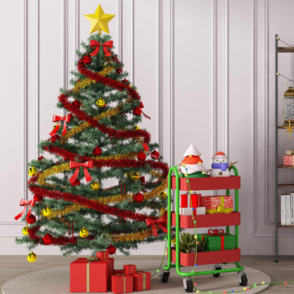 Elitehouse Metal Rolling Cart,3-Tier Metal Rolling Cart with Wheels,3 Tier Utility Cart with Wheels for Office,Home,Kitchen,Garden（13.4"x18.1"x31"） Red+Green