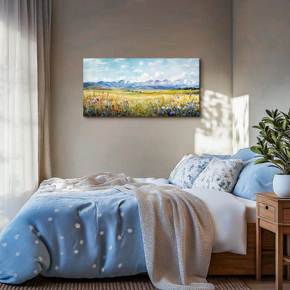 SERIMINO Nature Landscape Large Wall Art Prints, Meadow Wildflowers Rustic Home Decor, Mountain Wilderness Scenic Canvas Painting, Outdoor Pictures Wall Decor Living Room Bedroom Bathroom 20"X40"