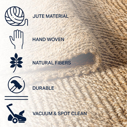 JONATHAN Y Espina Hand Woven Herringbone Chunky Jute Natural Indoor Area Rug, 8x10, Bohemian, Cottage, Easy-Cleaning for Living Room, Bedroom, Kitchen, Pet Friendly, Non-Shedding (NFR101A-8)