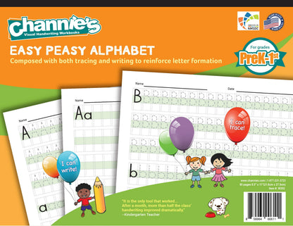 Channie’s All-in-One Visual Handwriting & Math Workbook Set for Pre-Kindergarten - 1st Grade Elementary School Students (5 Pack)