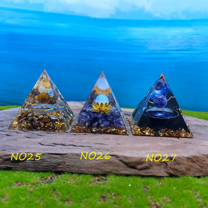 Healing Crystals Orgone Pyramid for Positive Energy, Stress Reduction, and Attracting Wealth and Luck Reduce Stress and Promote Healing with this Crystal Pyramid Home Decor (NO6,6cm)