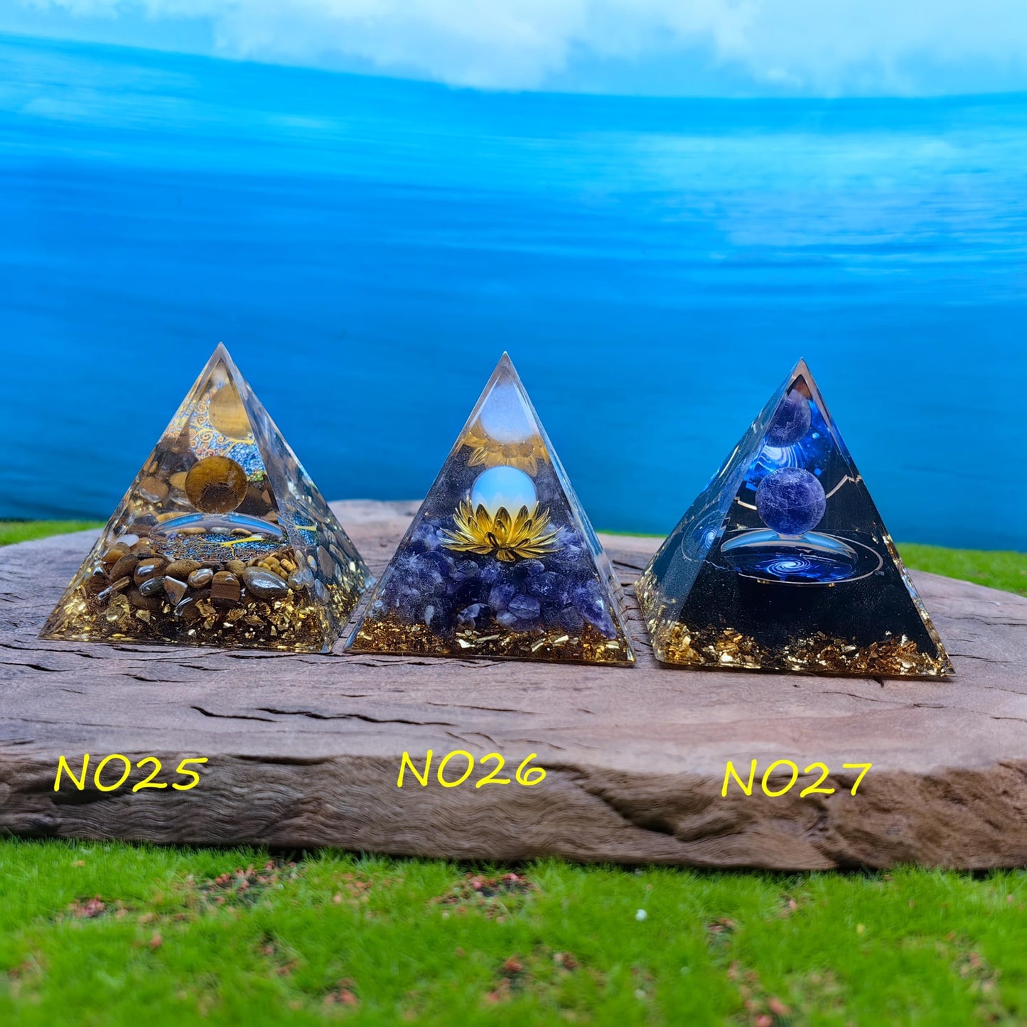 Healing Crystals Orgone Pyramid for Positive Energy, Stress Reduction, and Attracting Wealth and Luck Reduce Stress and Promote Healing with this Crystal Pyramid Home Decor (NO1,6cm)