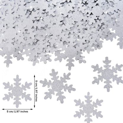 Skylety 100 Pcs Large Snowflake Confetti 1.97 Inch Glitter Christmas Confetti Double Sided Sprinkles Snowflake Party Table Decoration for Winter Christmas Holiday(Silver)