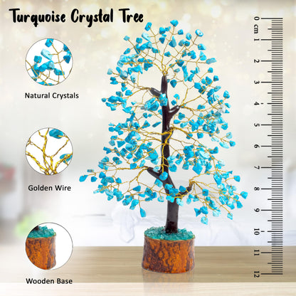 Crocon® Turquoise Crystal Tree of Life for Unique Gifts for Mom, Dad, Home and Office Decor, Handmade Gemstone Healing Crystals Tree for Positivity, Money & Good Luck, Birthday Gifts for Women, Men