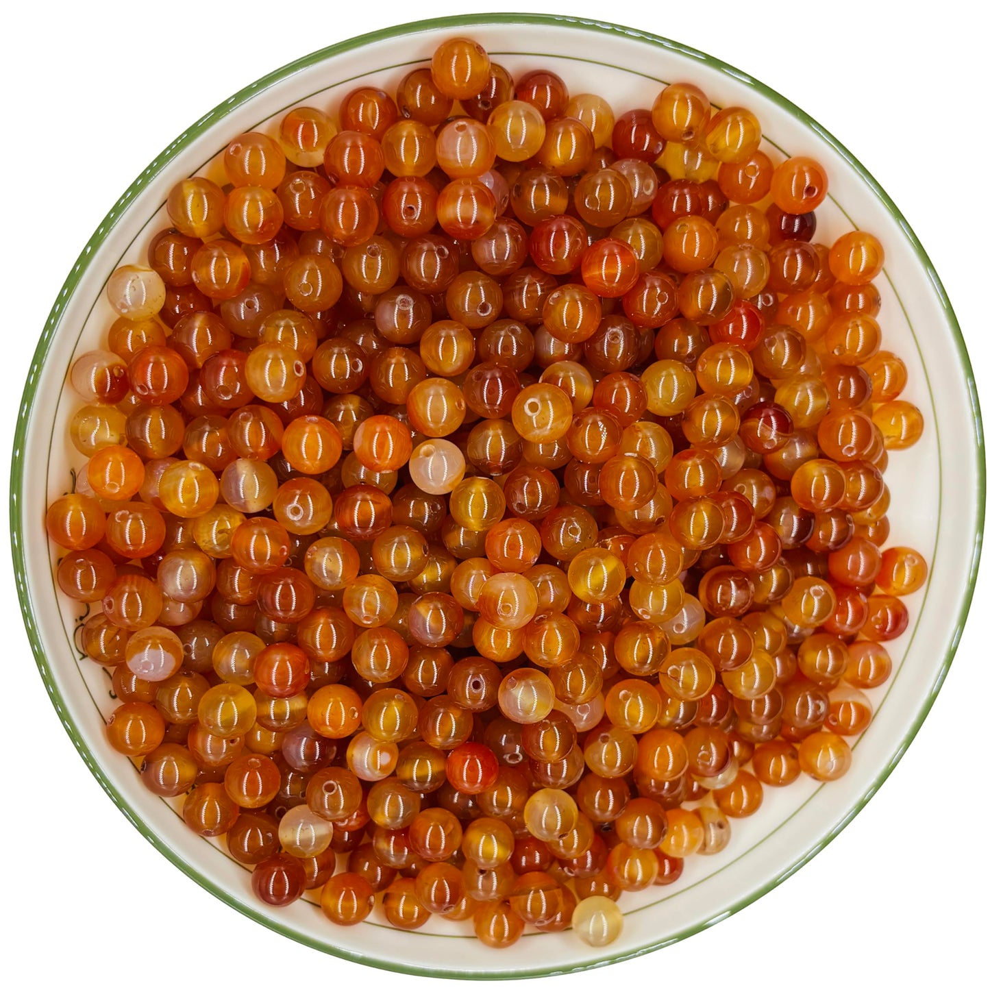WHNKFB 6mm 100PCS Natural Red Agate Round Beads, Banded Loose Gemstone Beads for Jewelry Making Craft - 4mm 6mm 8mm 10mm Options with Free Elastic Cord