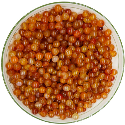 WHNKFB 8mm 50PCS Natural Red Agate Round Beads, Banded Loose Gemstone Beads for Jewelry Making Craft - 4mm 6mm 8mm 10mm Options with Free Elastic Cord