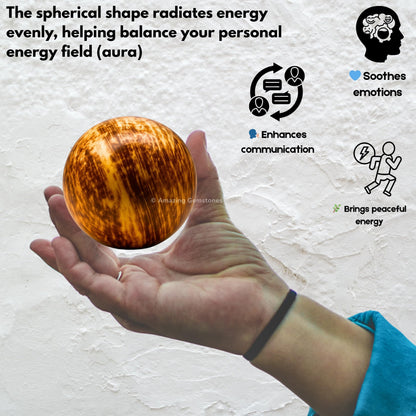 Amazing Gemstone Aragonite Crystal Ball with Stand - 2" Inches Crystal Sphere Meditation Balls for Witchcraft and Decorative Balls