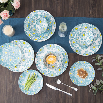 SAGOSKAT 12-pieces Dinnerware Set Ceramic Dish Set Plates Sets Service for 4, Bowl Sets, Stoneware Dinnerware Sets, 12pcs Plate and Bowl Set for kitchen
