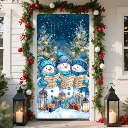 Merry Christmas Banner Door Cover 6 x 3 ft, Christmas Decorations for Party Banners, Xmas Winter Holiday Background Home Decor (Snowman)
