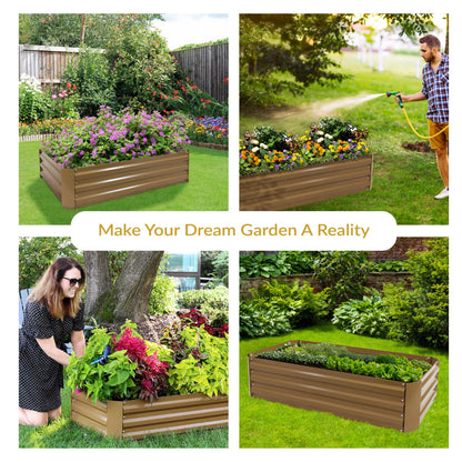 Sunnydaze Galvanized Raised Garden Bed Kit - 4x2x1 ft Outdoor Raised Garden Bed - Metal Planter Box for Vegetables, Flowers, Herbs - Brown - 4' x 2' Rectangle