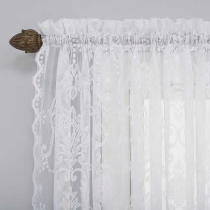 No. 918 Ariella Floral Lace Rod Pocket Curtain Panel, 58" x 84", White