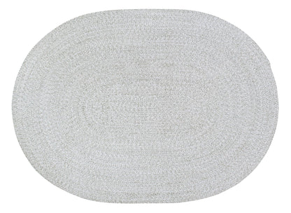 Super Area Rugs 3X5 Farmhouse Braided Rug Cotton Kitchen Reversible Carpet, Gray & White, 3' X 5' Oval