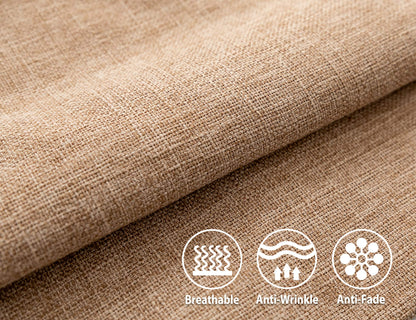 Stellhome Linen Throw Pillow Covers Square Solid Farmhouse Burlap Cushion Covers for Bed Couch Sofa Bench, 16 x 16 inch (40 cm), Natural Linen, Set of 2